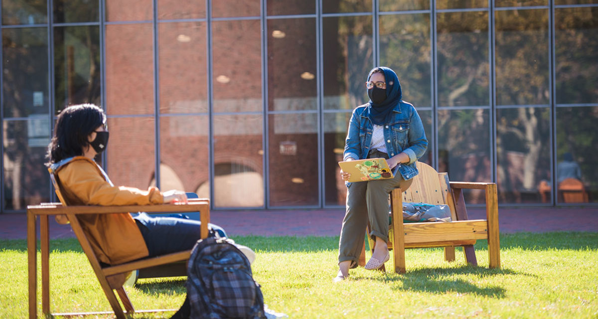 Outside on campus